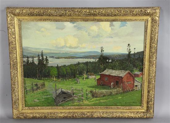 Samuel John Lamorna Birch (1869-1955) A Norwegian farm 25 x 35in.